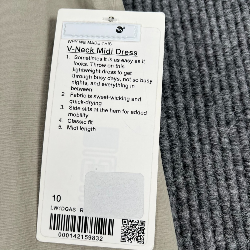 Lululemon V Neck Midi Dress Womens Size 10 Beige Casual Active Lightweight New - Picture 4 of 16
